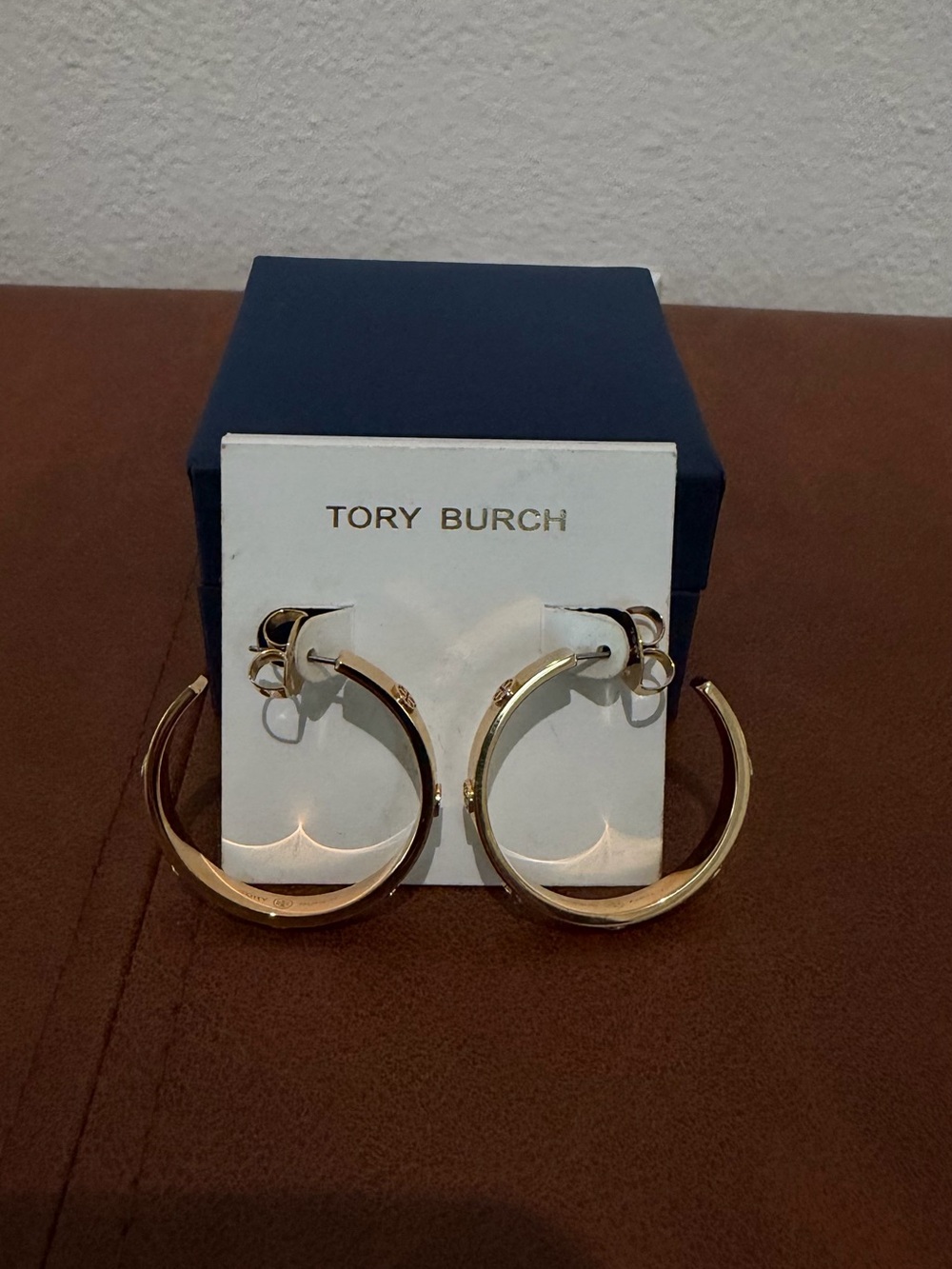 Tory Burch Shiny Gold Medium Hoop Earrings